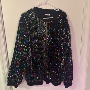 Women’s Plus Size Rainbow Sequin Jacket - 20W